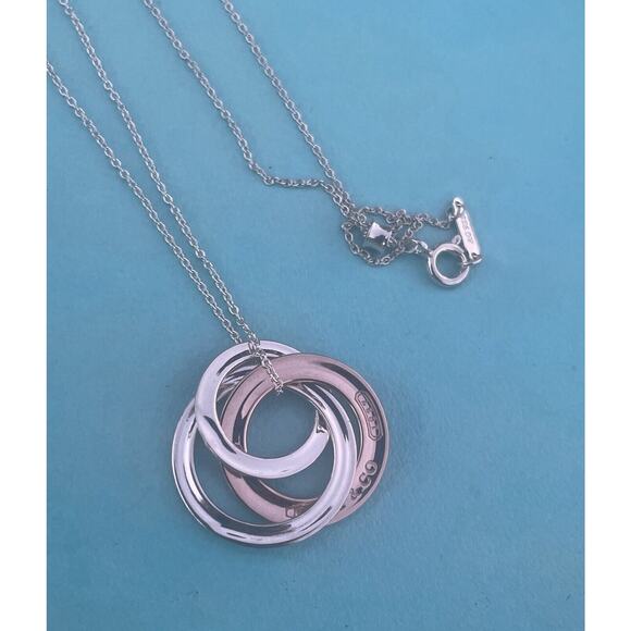 Tiffany & Co. Rubedo Metal Silver Interlocking 1837 Circle Chain Necklace - Picture 13 of 13